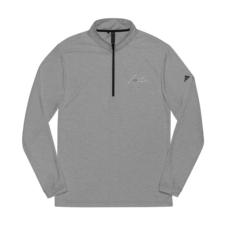 Adidas Embroidered Quarter-Zip Pullover — Lightweight White Performance Top