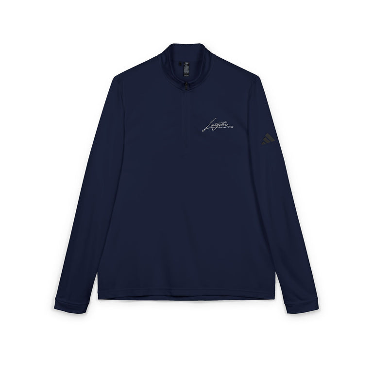 Adidas Embroidered Quarter-Zip Pullover — Lightweight White Performance Top
