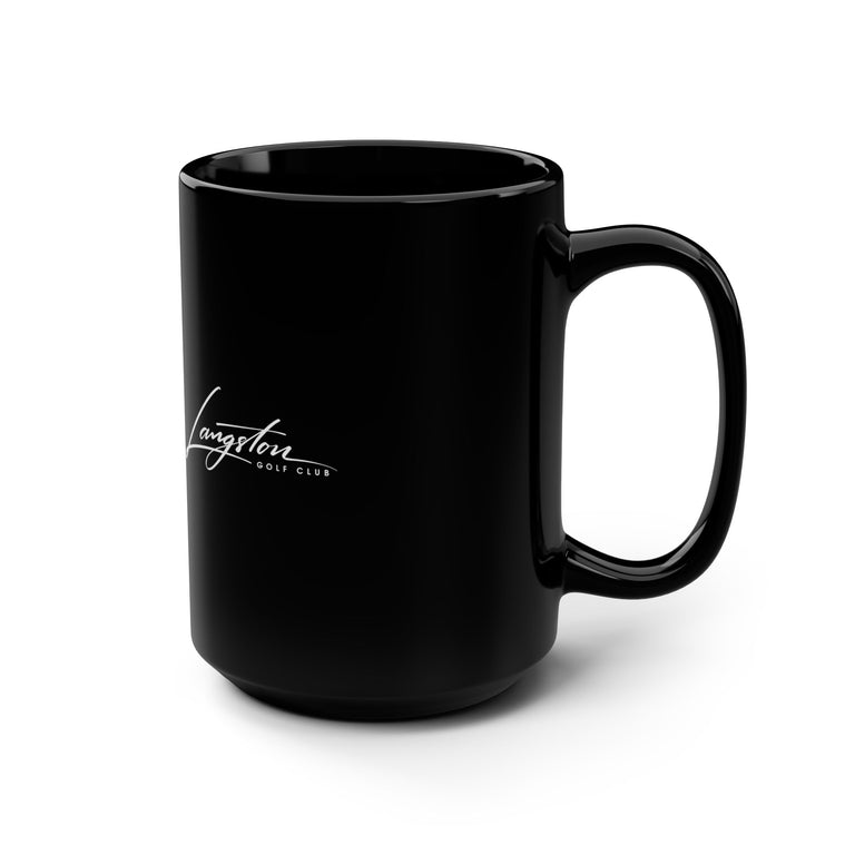 Langston Golf Club Black 15oz Coffee Mug — Minimal Script Logo