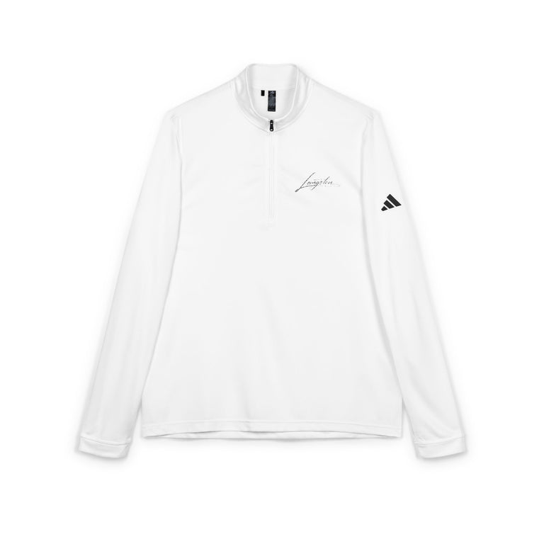 Adidas Embroidered Quarter-Zip Pullover — Lightweight White Performance Top