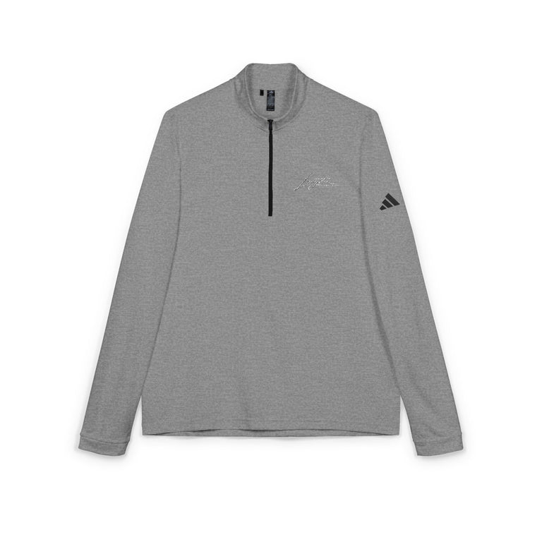 Adidas Embroidered Quarter-Zip Pullover — Lightweight White Performance Top