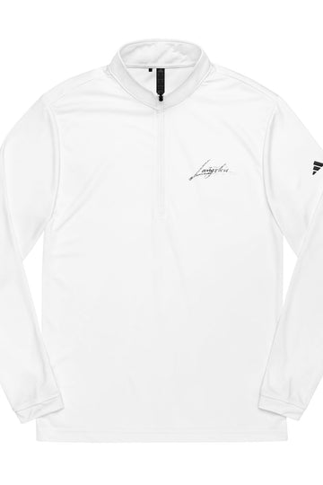 Adidas Embroidered Quarter-Zip Pullover — Lightweight White Performance Top