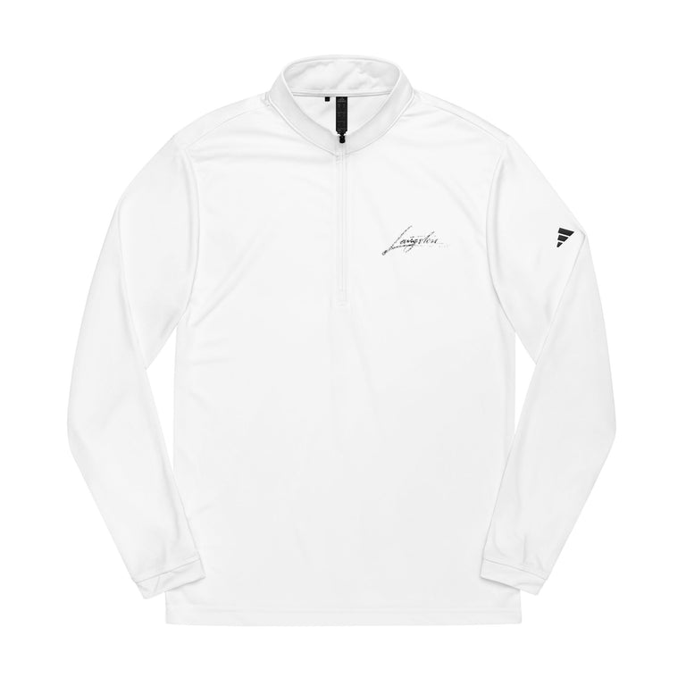 Adidas Embroidered Quarter-Zip Pullover — Lightweight White Performance Top