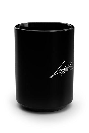 Langston Golf Club Black 15oz Coffee Mug — Minimal Script Logo