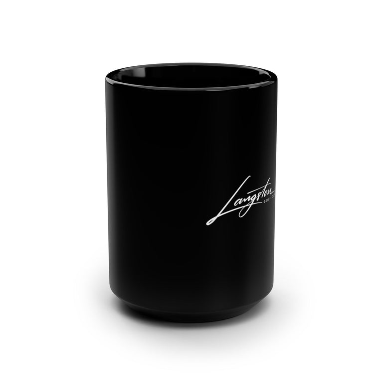 Langston Golf Club Black 15oz Coffee Mug — Minimal Script Logo